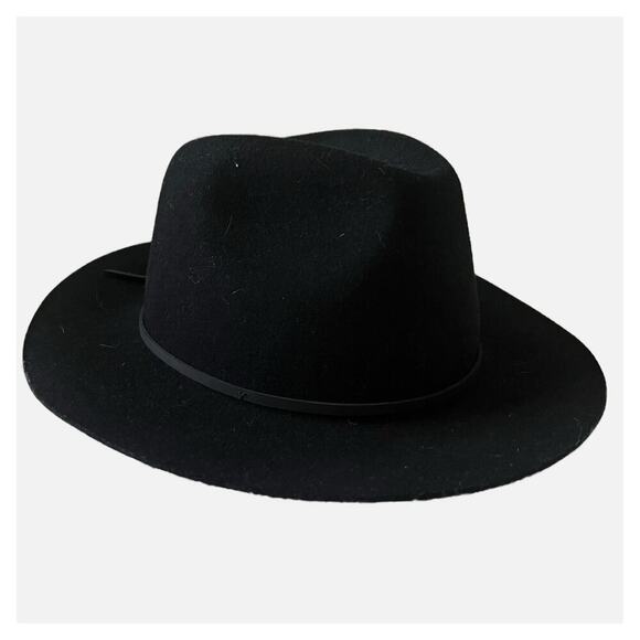 Brixton Wesley Fedora Wool Felt Hat Wide Brim Black Small - Picture 3 of 6